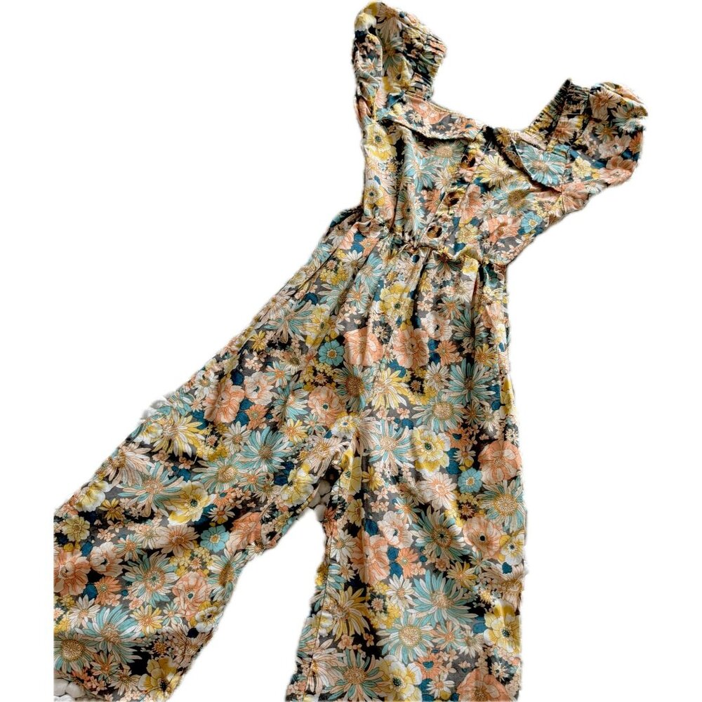 Floral Toddler Girl Retro Floral Pant Jumpsuit